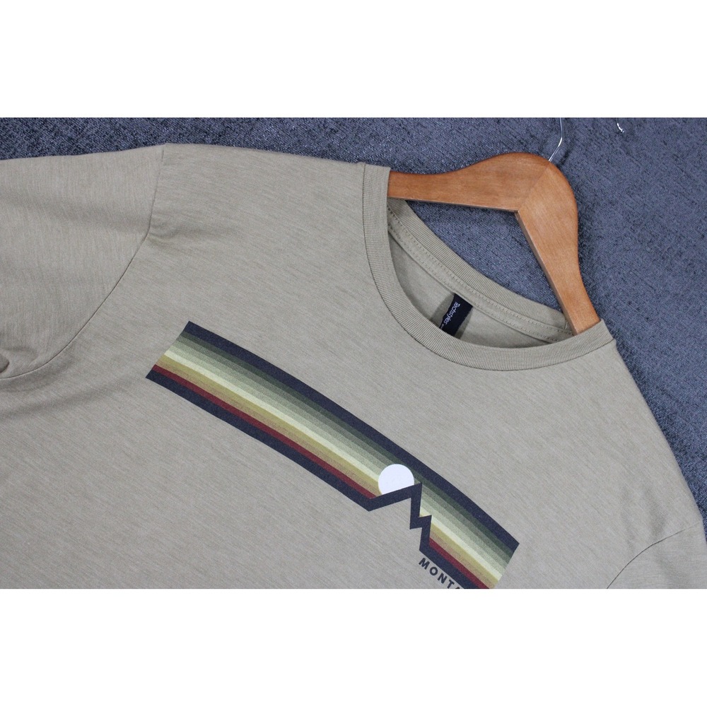 Techstyles Sportswear Montana Graphic Tee Mens Medium Olive Green Mountain Shirt